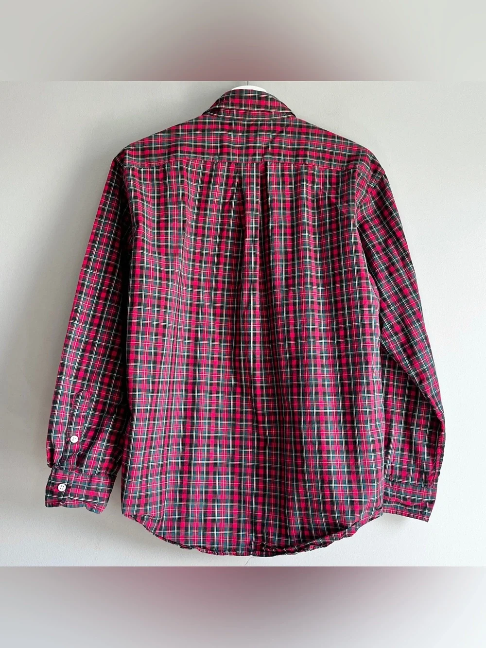 Ralph Lauren red green plaid button down shirt boys XL 20 polo holiday Christmas